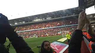 Villa fans singing in the Holt end