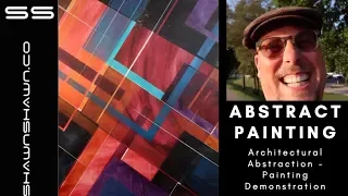 Learn how to paint abstract painting tutorial in acrylic (geometric)