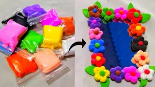 Clay Craft video 🌺|Mirror design making by clay🌸 Flower making by clay.