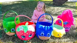 Surprises toys in the colored easter baskets