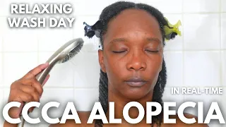 CCCA Alopecia Hair & Scalp Care | Full ASMR Wash Day in Real-Time #cccaalopecia #washday