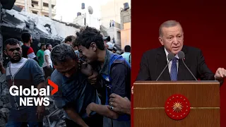 Turkey's Erdogan says West ignoring human rights in Gaza because it's "Muslim blood" being spilled