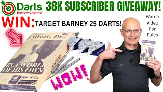 ENDED: Darts Review Channel 38K Subscriber Giveaway Win Target Barney 25 Darts