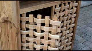 Oak cabinet with Woven doors