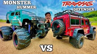 RC Traxxas TRX4 Defender Vs RC Monster Hummer Car Unboxing & Fight - Chatpat toy tv