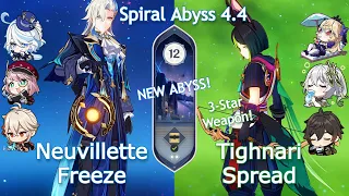 NEW Spiral Abyss 4.4! C0 Tighnari Spread x C0 Neuvillette Freeze | Floor 12 9 Stars | Genshin Impact