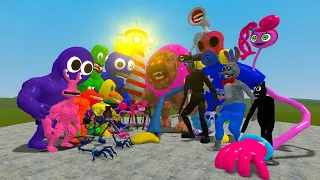 (DADDY MOMMY LONGLEGS RAIBOW FRIENDS HUGGY WUGGY) VS (EVIL DONUT MR.HOPP SIREN HEAD) In Garry's Mod!