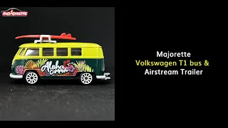 Volkswagen T1 Bus & Airstream trailer | Majorette | VW Series | 360 View #review #diecastcars