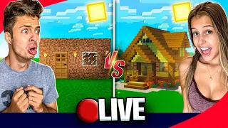 QUEM FAZ A MELHOR CASA DE MINECRAFT COM MINHA NAMORADA AO VIVO!