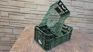 Few people know the secret of empty plastic vegetable crates. A brilliant idea !