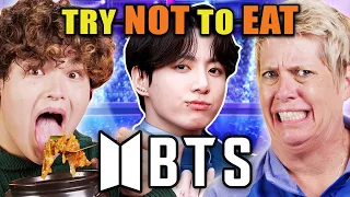 Try Not To Eat - BTS’ Favorite Foods! (Banana Milk, Kalguksu, Kimchi-jjigae) | People Vs. Food