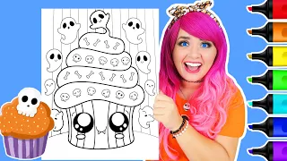 Coloring a Halloween Cupcake Creepy Cute Kawaii Coloring Page | Ohuhu Art Markers