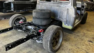 F100 crown Vic swap with mustang irs sitting on wheels