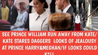 SEE PRINCE WILLIAM🤴RUN AWAY FROM KATE/KATE STARES DAGGERS🗡 LOOKS OF JEALOUSY AT PRINCE HARRY&MEGHAN