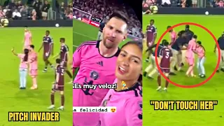 😱 Messi Protecting Little Pitch Invading Girl Fan from Bodyguards 😍😳 | Messi Goal vs Colorado