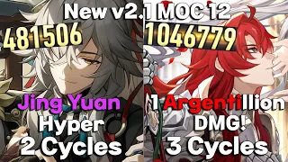 Argentillion damage! E1S1 Jing Yuan & E0S1 Argenti vs New MOC 12 2.1 3 Star Clear | Honkai Star Rail