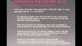 Gender Issues in a disaster.