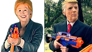 Nerf War: Hillary Clinton and Donald Trump Fight Zombies With Us!