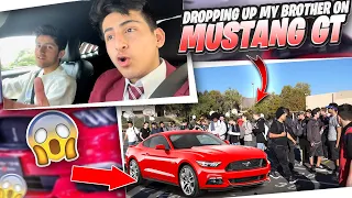 Picking Up My Little Brother From School In My MUSTANG GT
