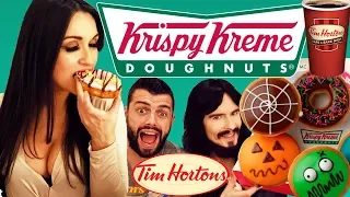 Irish People Try KRISPY KREME Donuts!! + TIM HORTONS For First Time!!