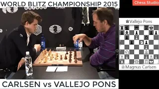 TACTICS WINS THE ROOK!!! CARLSEN vs VALLEJO PONS | WORLD BLITZ CHAMPIONSHIP 2015