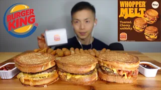 ASMR Burger King NEW Whopper Melt's !! Spicy, original + bacon!! 汉堡王