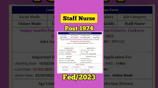 lucknow staff nurse vacancy 2023 #shorts #viral #news