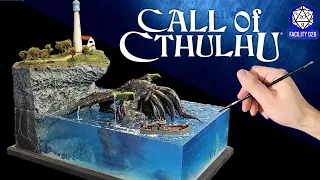 HUGE RESIN POUR - Massive SEA MONSTER Cthulhu Rises - Epoxy Resin Diorama Art