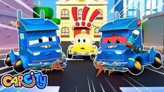 Tow truck CONFUSES hurt SUPER TRUCK with EVIL TWIN|Emergency vehicles for Kids|Car Repair
