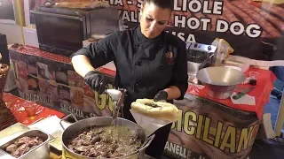 Italy Street Food. Traditional Sandwiches from Sicily. Milza, Panelle, Stigghiola