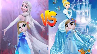 Who will win❤️💕 Cinderella vs Elsa ❄️vs my Talking Angela 2, ✨🌹