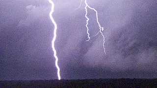 Lightning strikes filmed at 10,000 FPS during Missouri severe storms - October 24, 2021