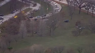 Chicago drivers cut through park to get around crash