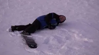 Jadon Snowboarding takes a hard fall