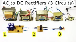 AC to DC using Bridge diode and Capacitor /Half wave/Full wave Bridge Rectifier/12V Center tapped