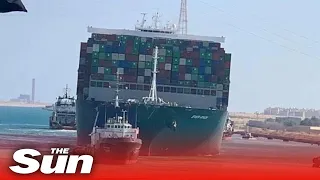 Grounded ‘mega ship’ BLOCKS Suez Canal causing huge traffic jam