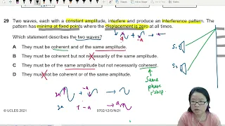 ON21 P12 Q29 Interference Conditions | Oct/Nov 2021 | Cambridge A Level 9702 Physics