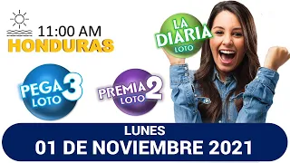 Sorteo 11 AM Resultado Loto Honduras, La Diaria, Pega 3, Premia 2, LUNES 01 de noviembre 2021