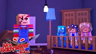 MY BABYSITTER IS... CHUCKY !!!! Minecraft w/ Little kelly , Sharky and Little Carly