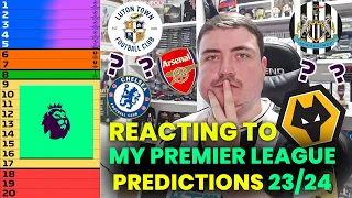 REACTING TO MY 2023/24 PREMIER LEAGUE PREDICTIONS | PREMIER LEAGUE PREDICTIONS 23/24