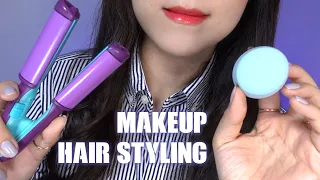 ASMR Doing Your Makeup and Hair Styling for Party✨(No Talking)