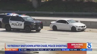 Suspect killed in shootout with police on 10 Freeway in East Los Angeles