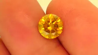 2.87 cts - World Class Orangey Yellow Spalerite In A Diamond Round Brilliant Cut - 8.20 mm!