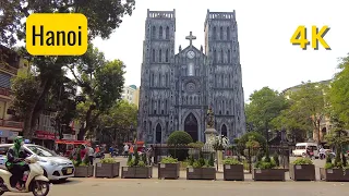 [4K] Walking Tour to St.Joseph's Cathedral and Hoa Lo Prison (Hanoi Hilton)