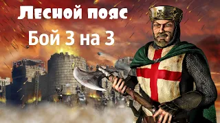 Stronghold Crusader! Случайный бой 3 VS 3! Неудобная карта для больших замков