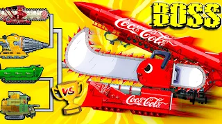 BRAND WAR : Pochita Coca-Cola Sawbalde Missile Launch Tank VS Drill Vehicle Tank| Arena Tank Cartoon