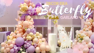 Organic Balloon Garland Tutorial: Butterfly Baby Shower Idea.
