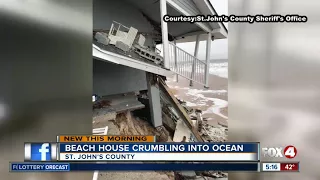 Beachfront home collapses due to beach erosion in Florida