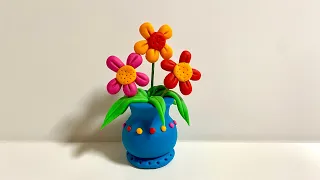 ❤️ Clay with me- how to make a flower vase/ play doh model craft tutorial easy