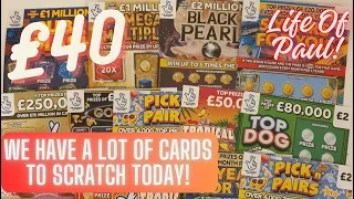 £40 of scratch cards. A mix of £5 and £2 scratch cards from the Lottery, looking for a big win!